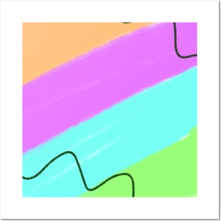 Green pink blue watercolor abstract art Posters and Art